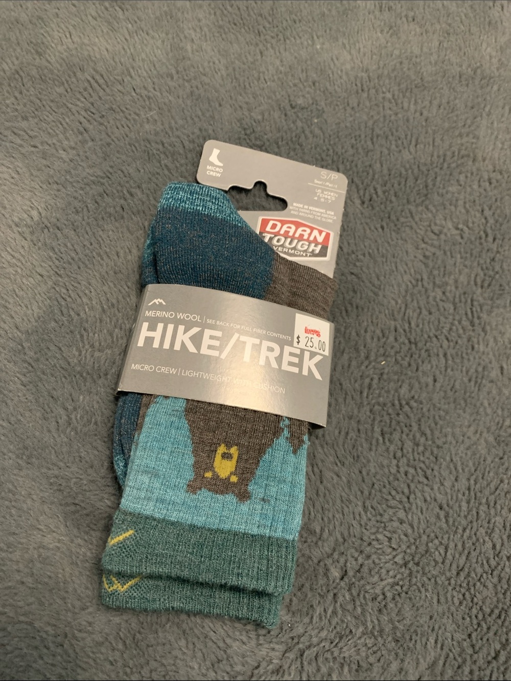 Darn Tough Hike/Trek Merino Wool Crew Socks - Teal & Gray